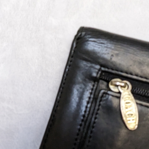 Vintage Coach Black Smooth Glove Leather Long 90's Snap Closure Wallet - Picture 10 of 16